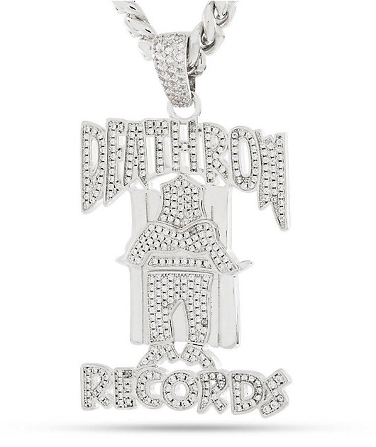 King Ice x Death Row Records OG Death Row Logo 20" Silver Chain Necklace